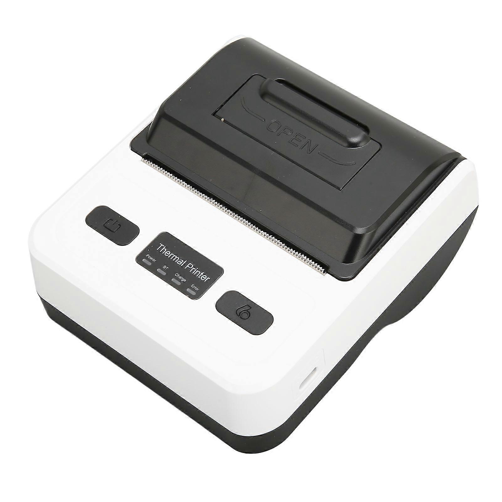 Thermal Label Printer 203dpi 80mm Wide Type C 2000mAh White