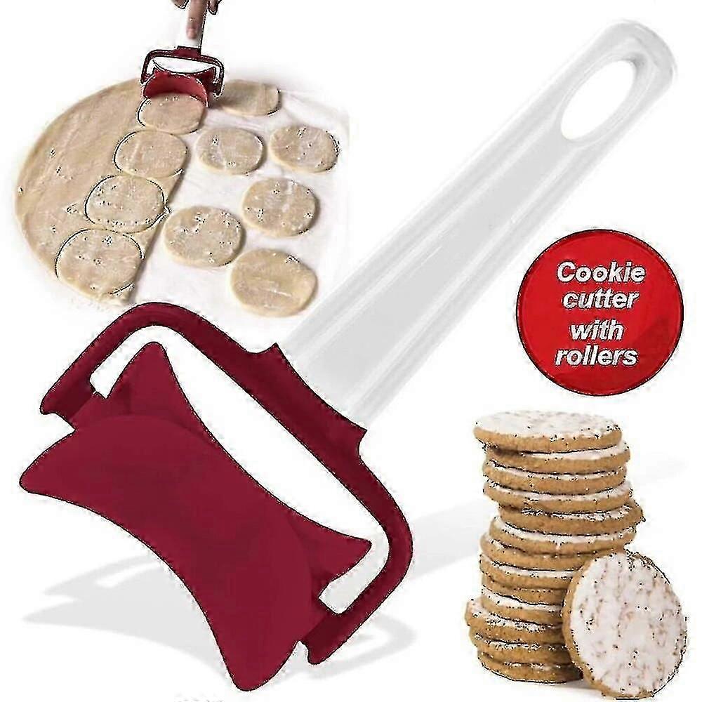 Handheld Rolling Dough Cutter Baking Cookie Dumpling Making Round Shape Cutter Roller Pizza Rolling Pin Punch Pastry Roller