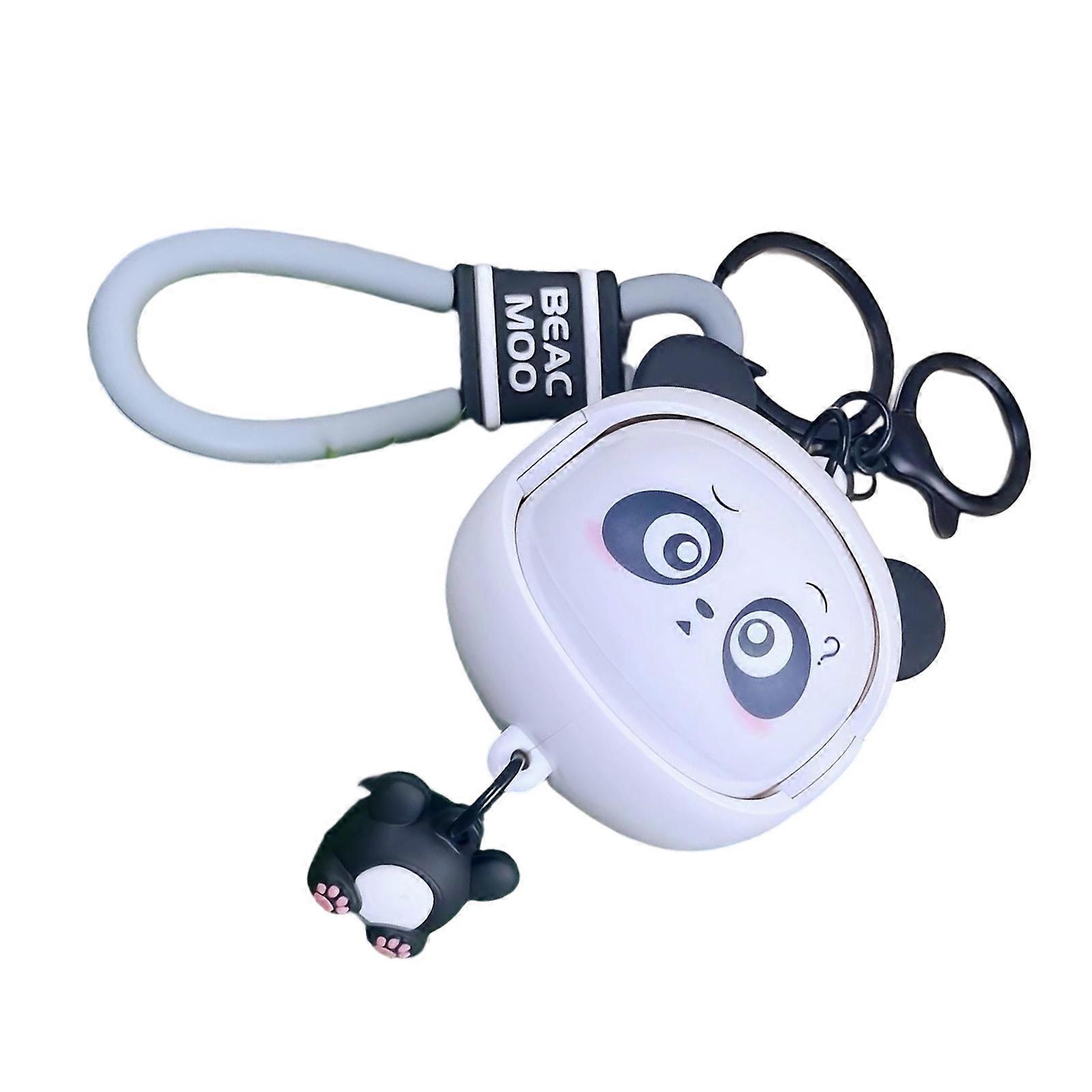 Multifunctional Interactive Rotating Face Phone Lanyard ABS Crafted Panda Design Secure Keyring Attachment Various Color  Black and white