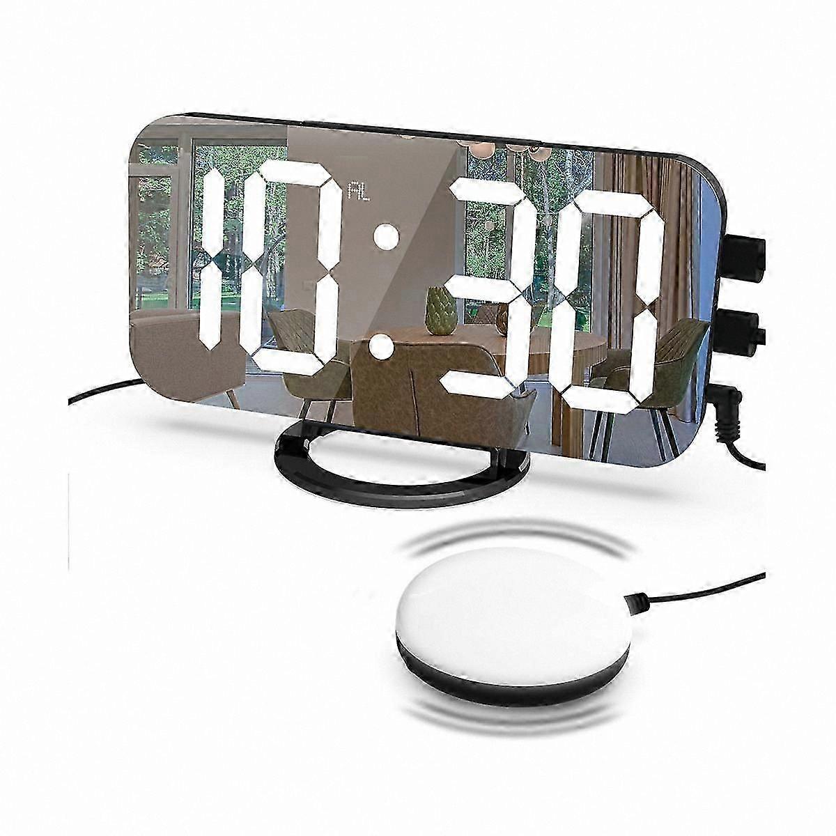 Dual USB Charging LED Alarm Clock with Vibration, Mute Function, Bedside Luminous Display and Automatic Adjustment