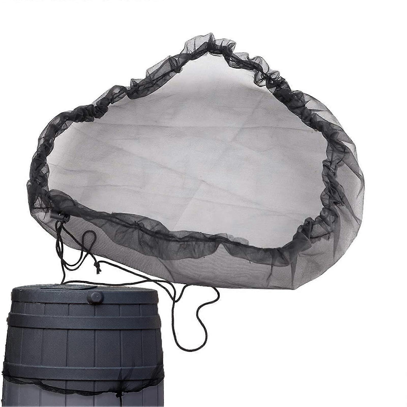 Rain Barrel Mesh Cover  Black Polyester Screen  60cm, 80cm, 100cm Sizes  Drawstring Tank Guard