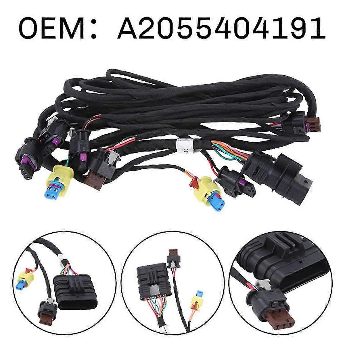 Redesigned Front Bumper Parking Sensor Wiring Harness for Mercedes W205 Models 2013-2020, Part Number A2055404191