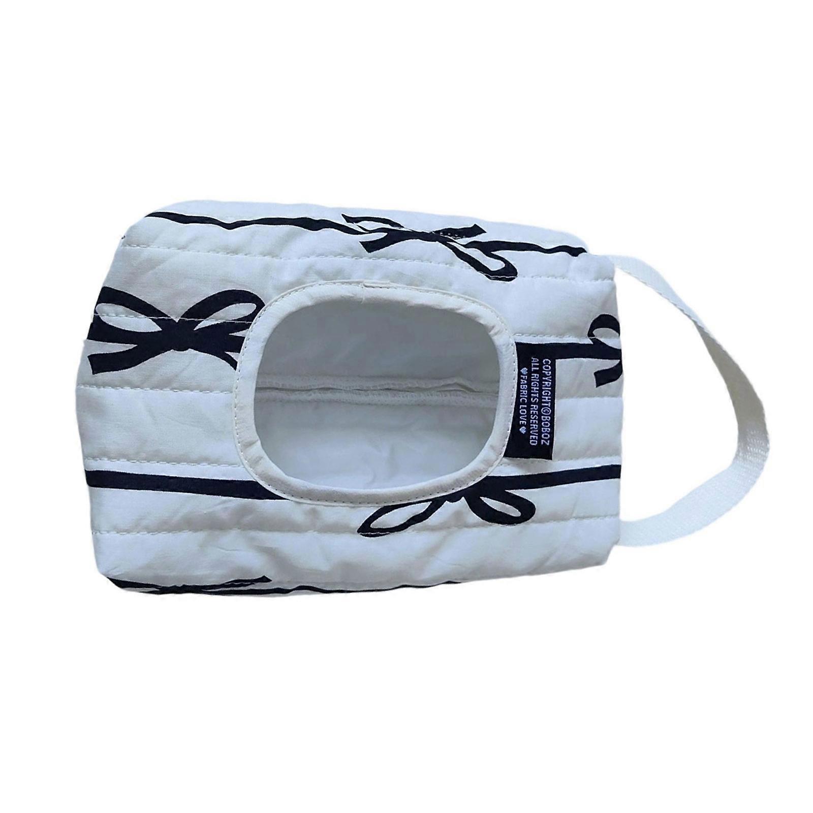 Washable Cotton Quilted Wet Wipes Case Tie Pattern Small Easy Storage Container for Everyday Journey Daily Use White
