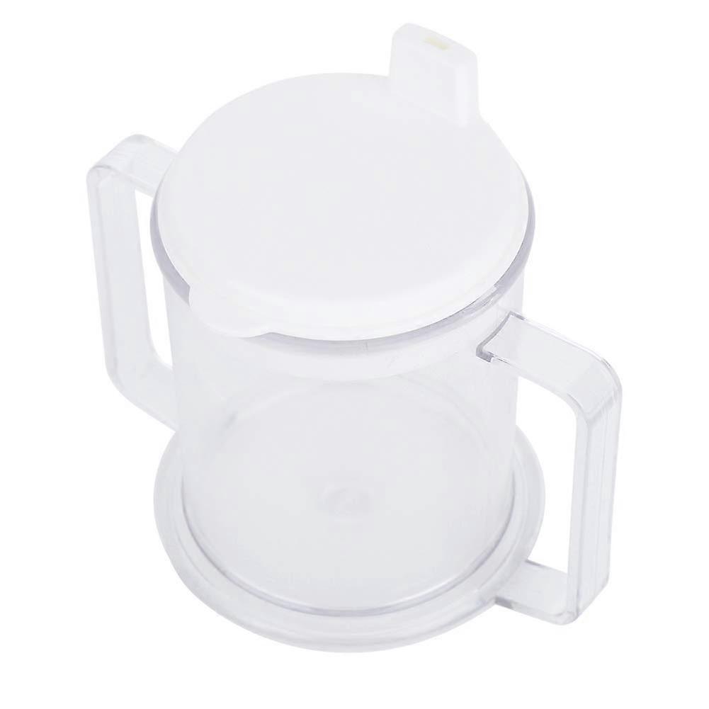 Clear Two-Handled Drinking Mug with Easy Grip for Kids and Elderly, Spill-Resistant Water Cup