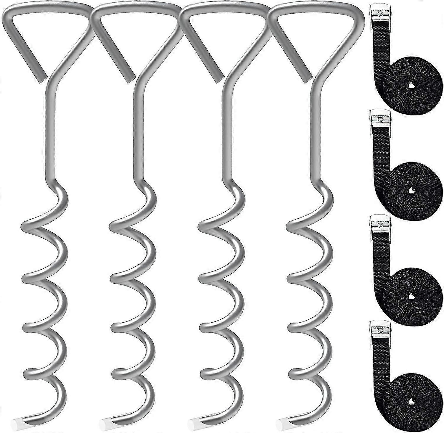 Trampoline Stakes with Straps, Heavy Duty Spiral Ground Anchors Kit...