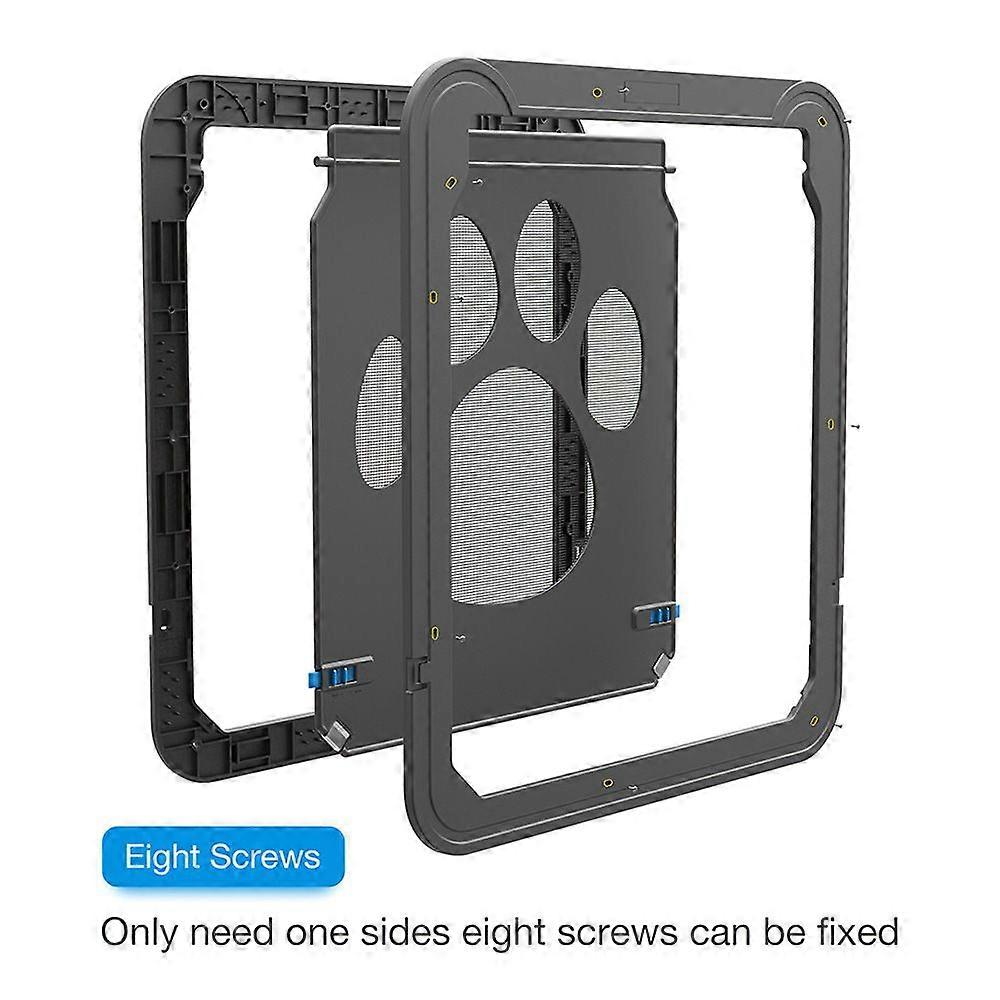 Pet Screen Door Magnetic Flap Screen Automatic Lockable Black Door for Dogs