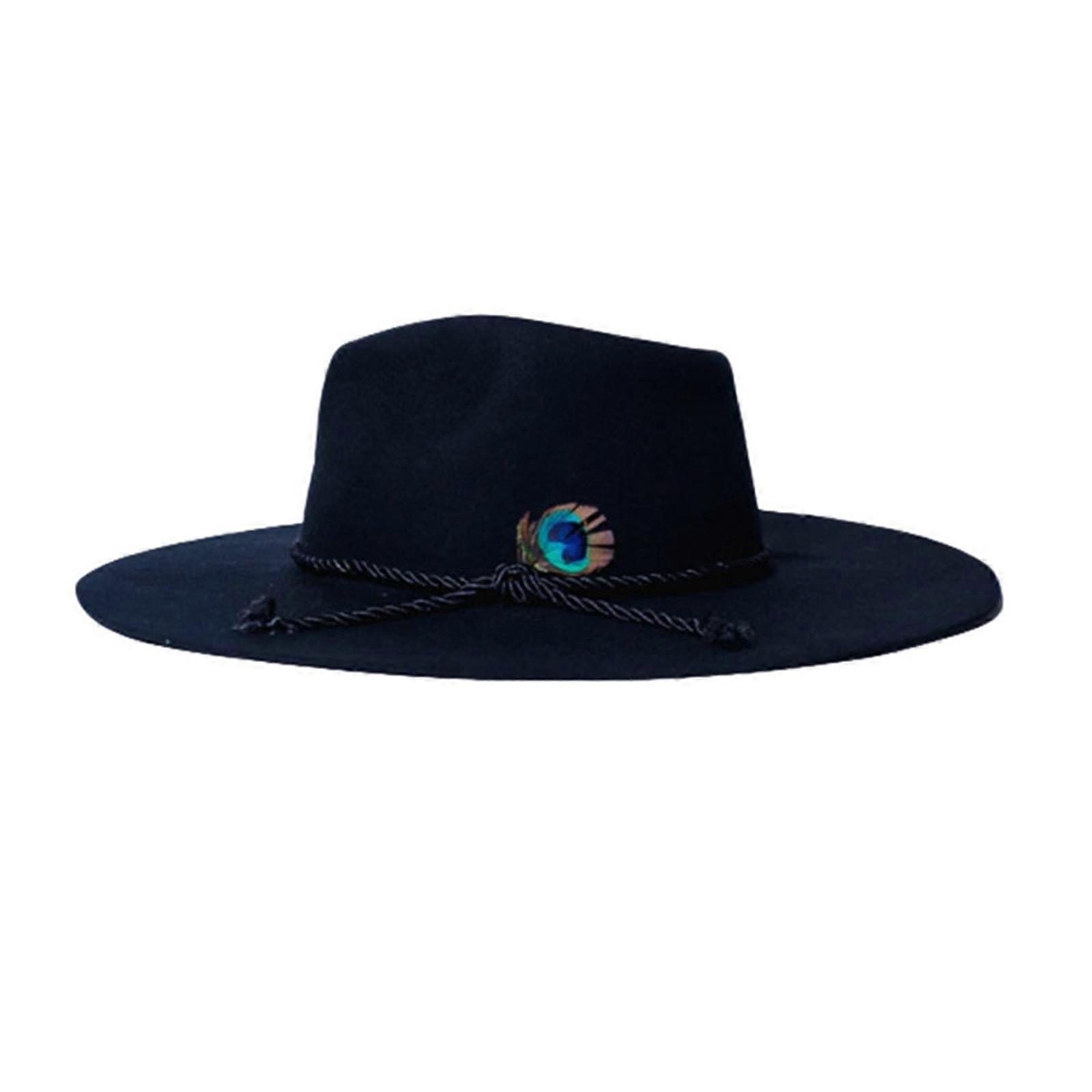 Wool Fedoras Hat With Distressed Finish Breathable Gentlemen Style For Business Meetings Parties And Holidays Dark blue L