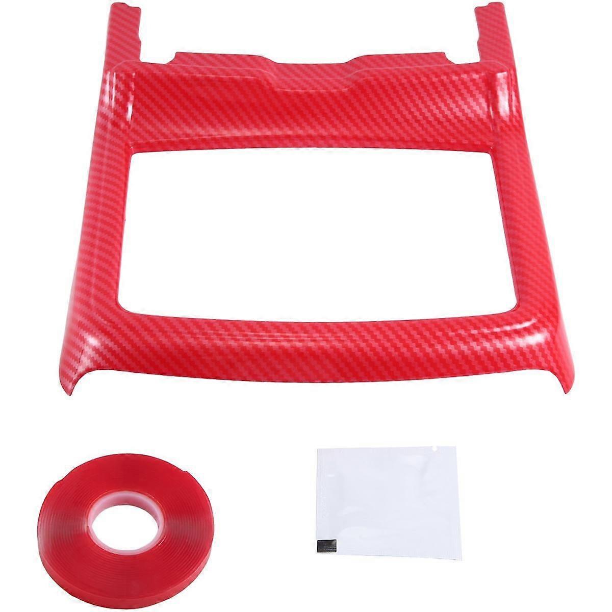 Car Interior Modification Front Drain Cup Frame Cup Holder Decorative Cover Red Carbon Pattern for