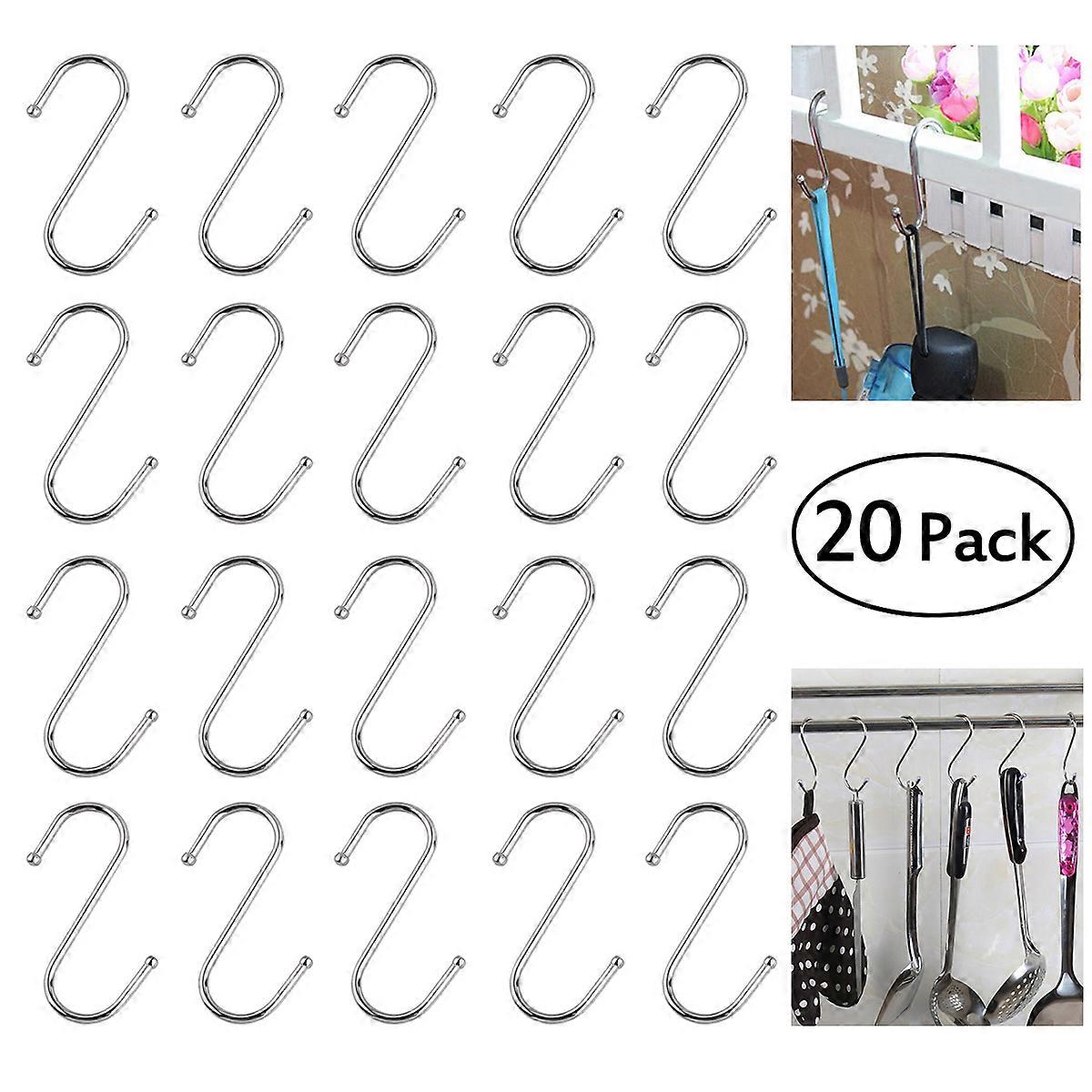 Metal Hook Rack Rustproof for Hanging Clothes and Hat 20Pcs Silver
