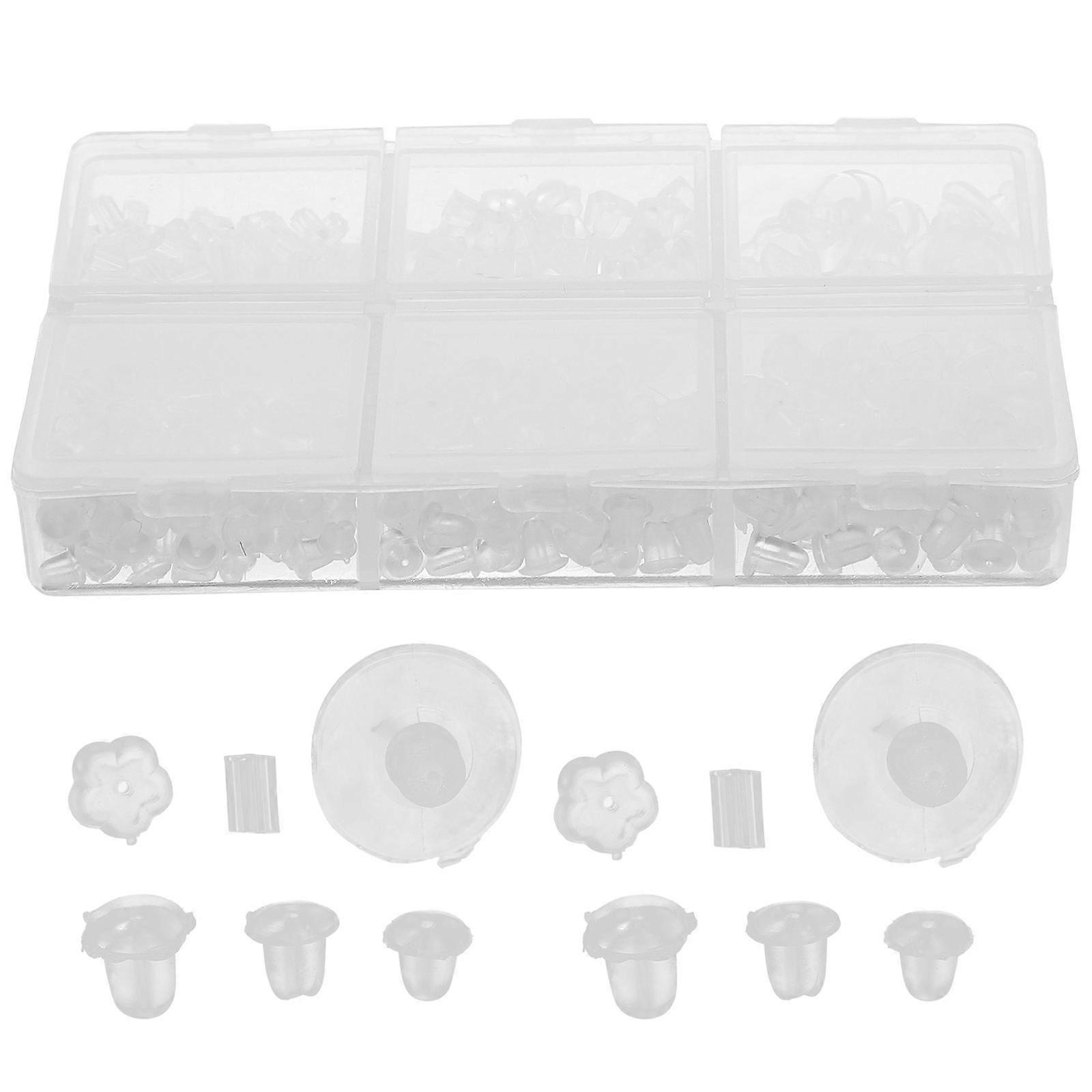 Clear Silicone Earring Backs for DIY with 1 Box Locking Earring Backing
