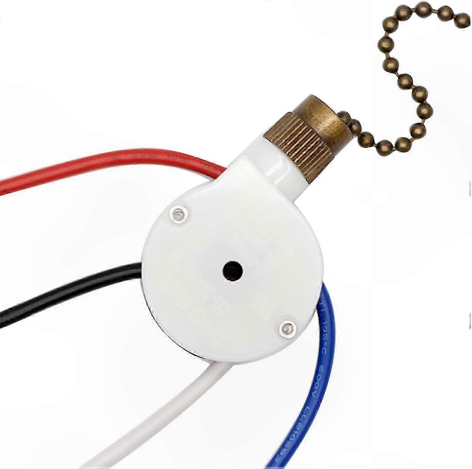 4-Wire Ceiling Fan Speed Switch with Pull Chain for Fans, Wall Lamps, Cabinet Lighting Replacement