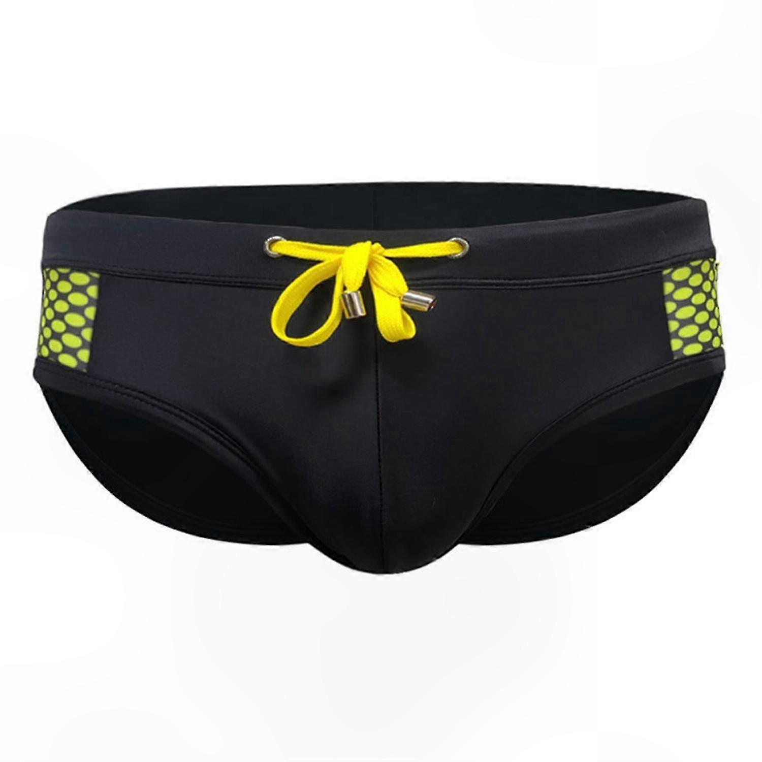 Men's Summer Swim Briefs Low-Rise Drawstring Dot Pattern Swimming Trunks