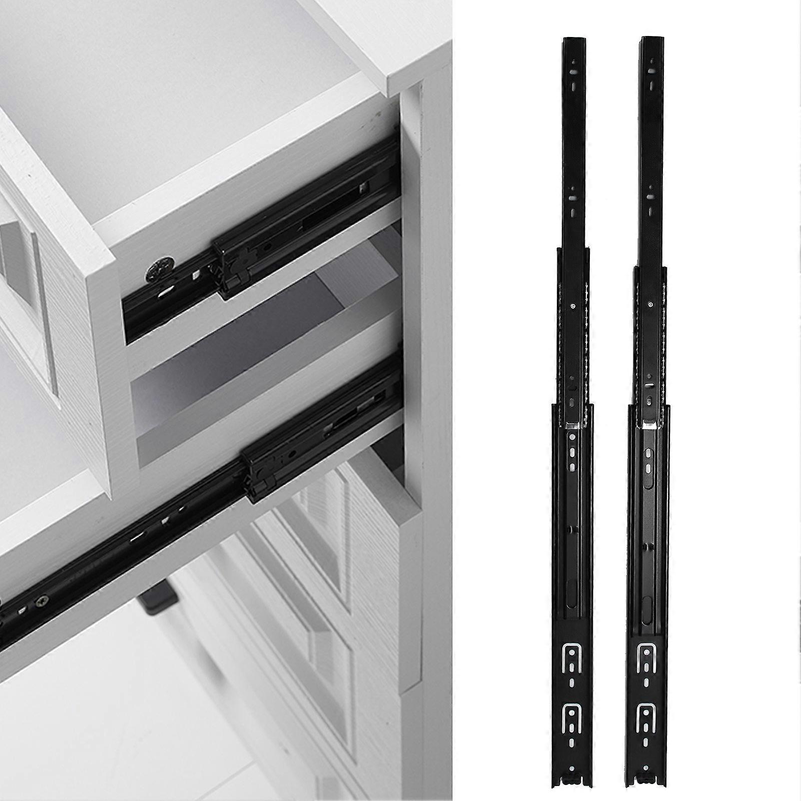 10 Pairs 16in Drawer Slides, 3-Section, 100lb Load, Black Steel