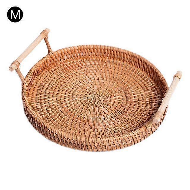 Practical Rattan Tray With Handle Hand Woven Multi Purpose Wicker Tray|Storage Trays(M)