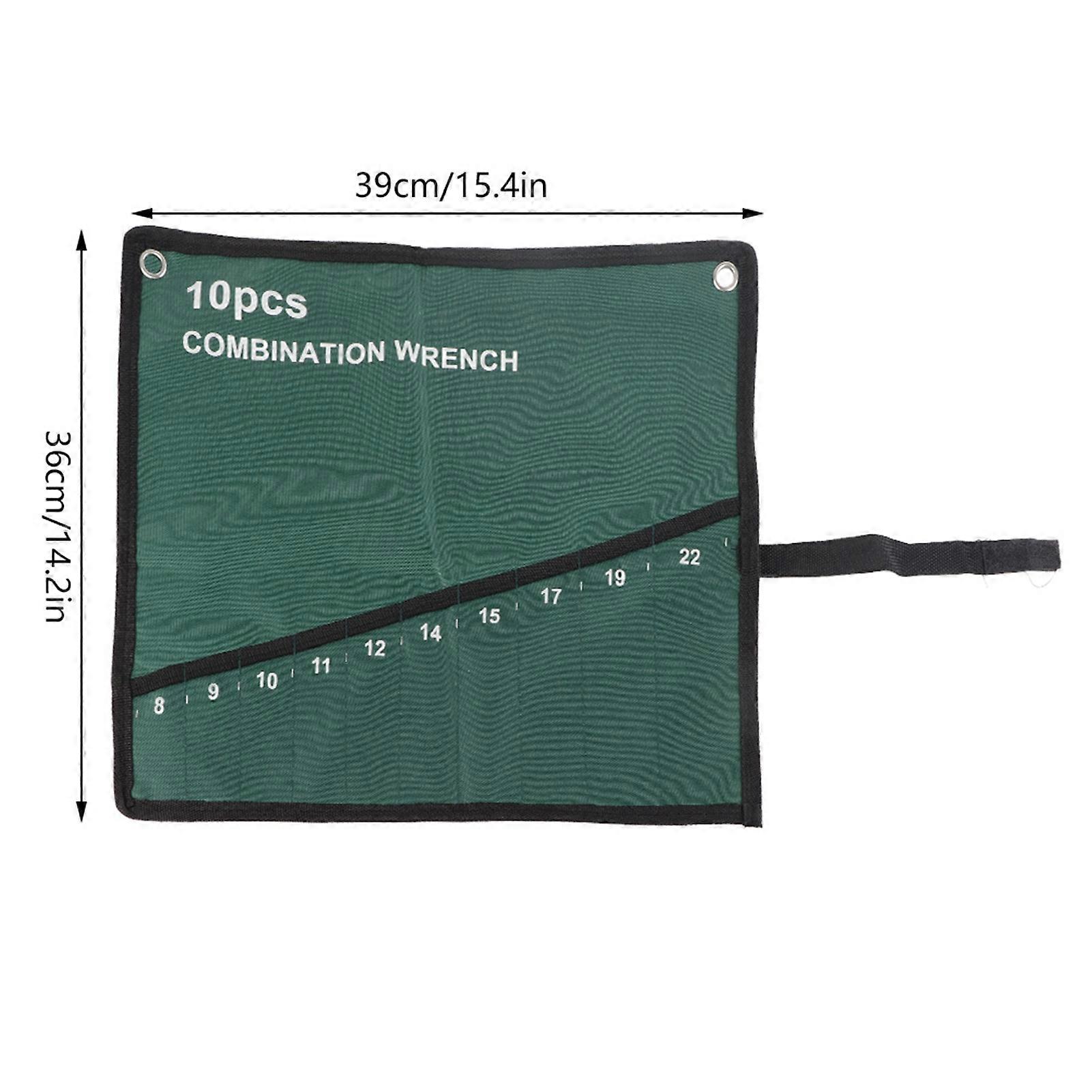 Multi Pocket Canvas Roll Up Tool Organizer Bag 10 Pockets Green