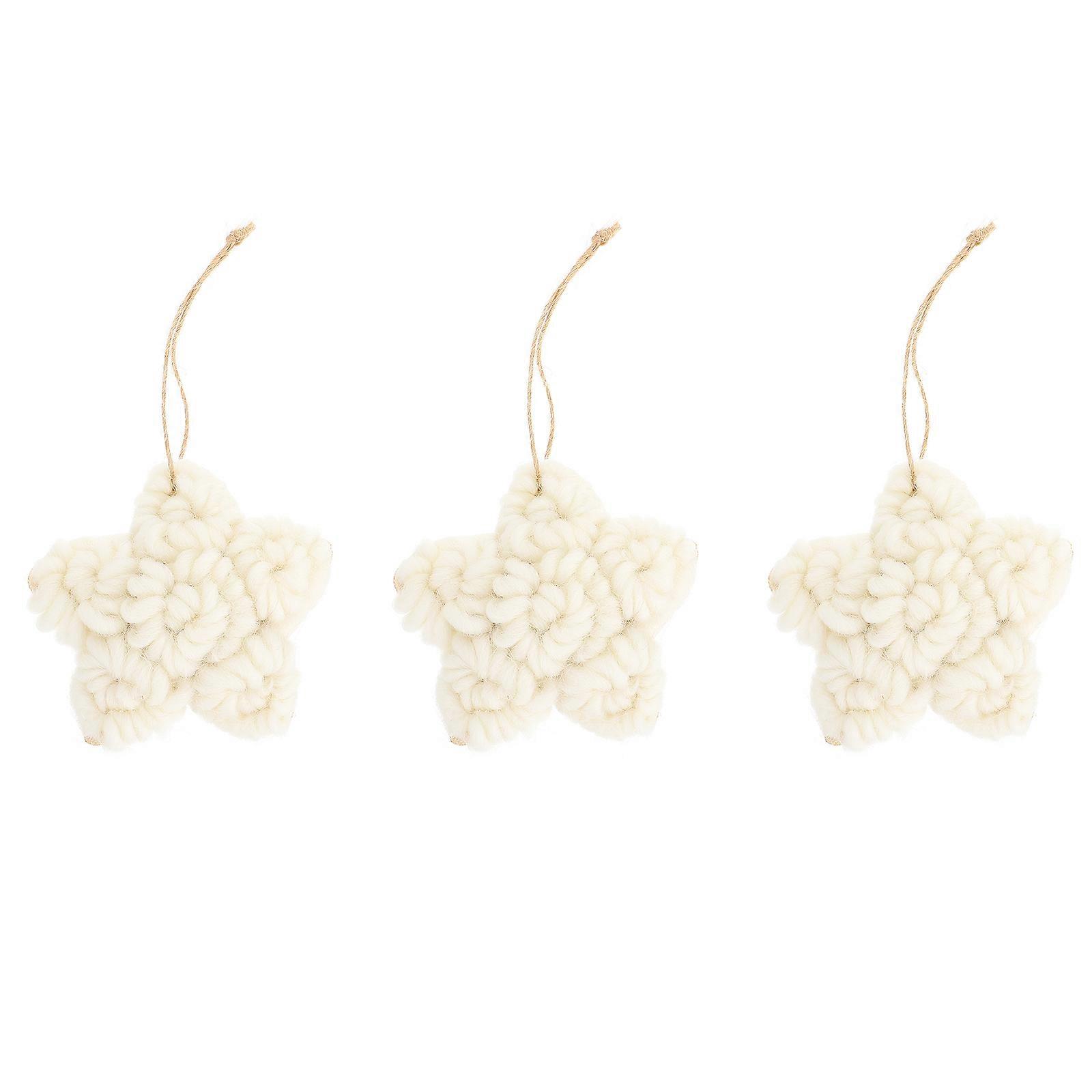 Christmas Appliques Five-Pointed Star Patch for Decor 3Pcs White Wool