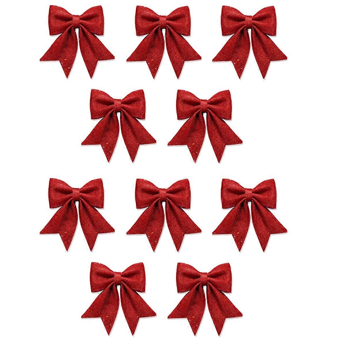 10PCS Christmas Bows Christmas Hanging Decorations Red