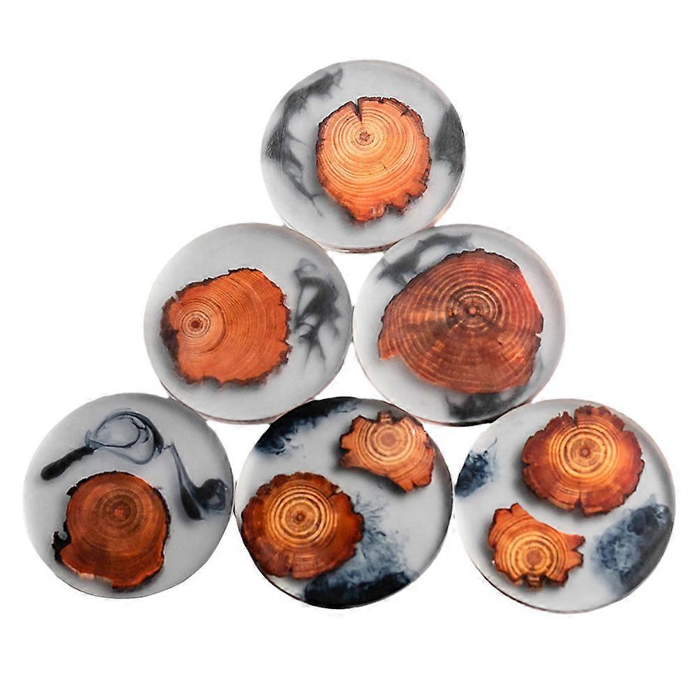 Brown Resin Cup Mat Decorative Coasters for Home Use 6Pcs Pine Wood
