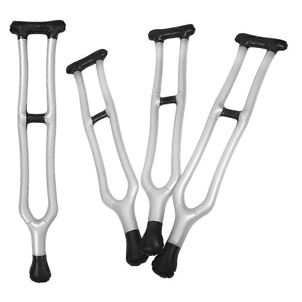 Halloween Crutch Toy Blow Up Cane for Party 4Pcs PVC Silver Simulation