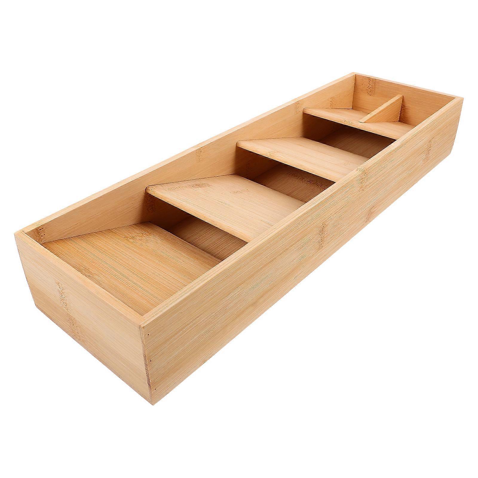 Wood Silverware Organizer for Storage 3Pcs Multi Slot Kitchen Drawer Tray
