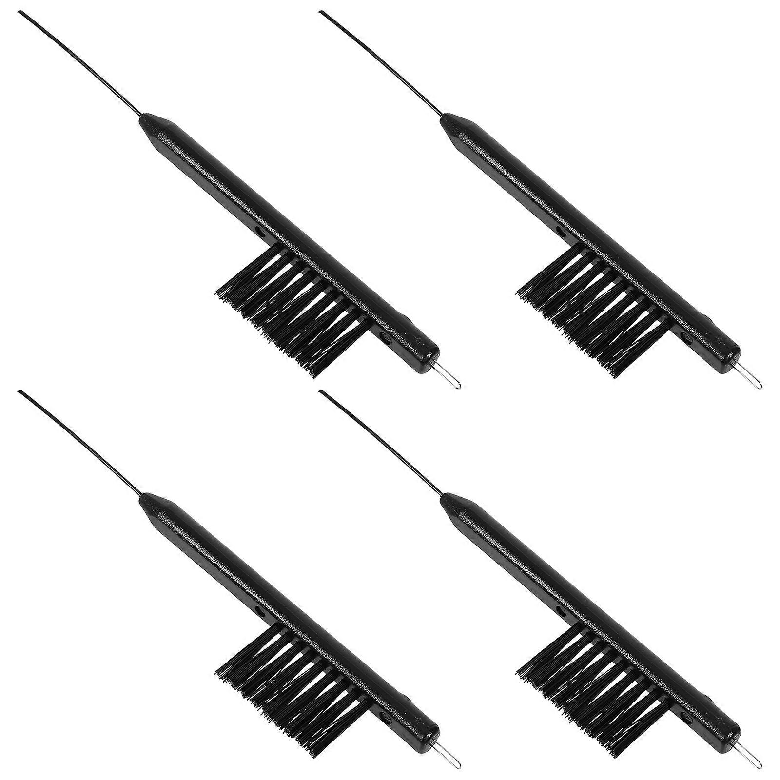Small Cleaning Brush Set Black Nylon For Hearing Aids 4Pcs