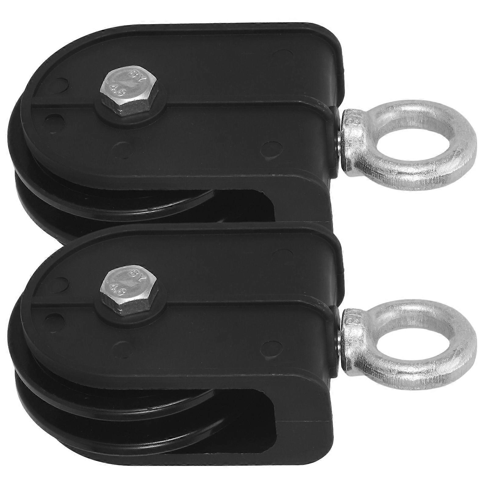 Black Cable Pulley Wheel for Lifting with Silent Rotation 2Pcs Pulley Block