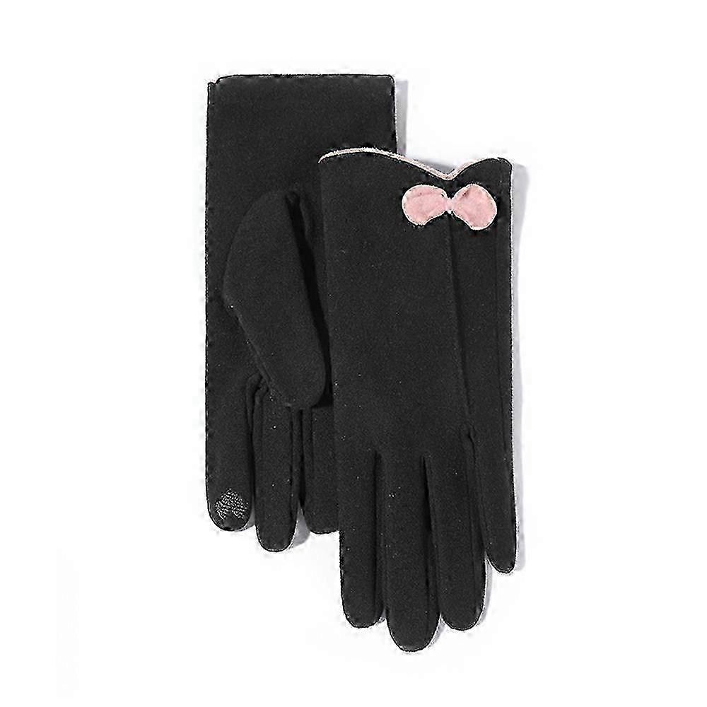 Grace Women's Winter Warm Gloves with Sensitive Fingers for Touch Screen Texting, Windproof Suede Gloves