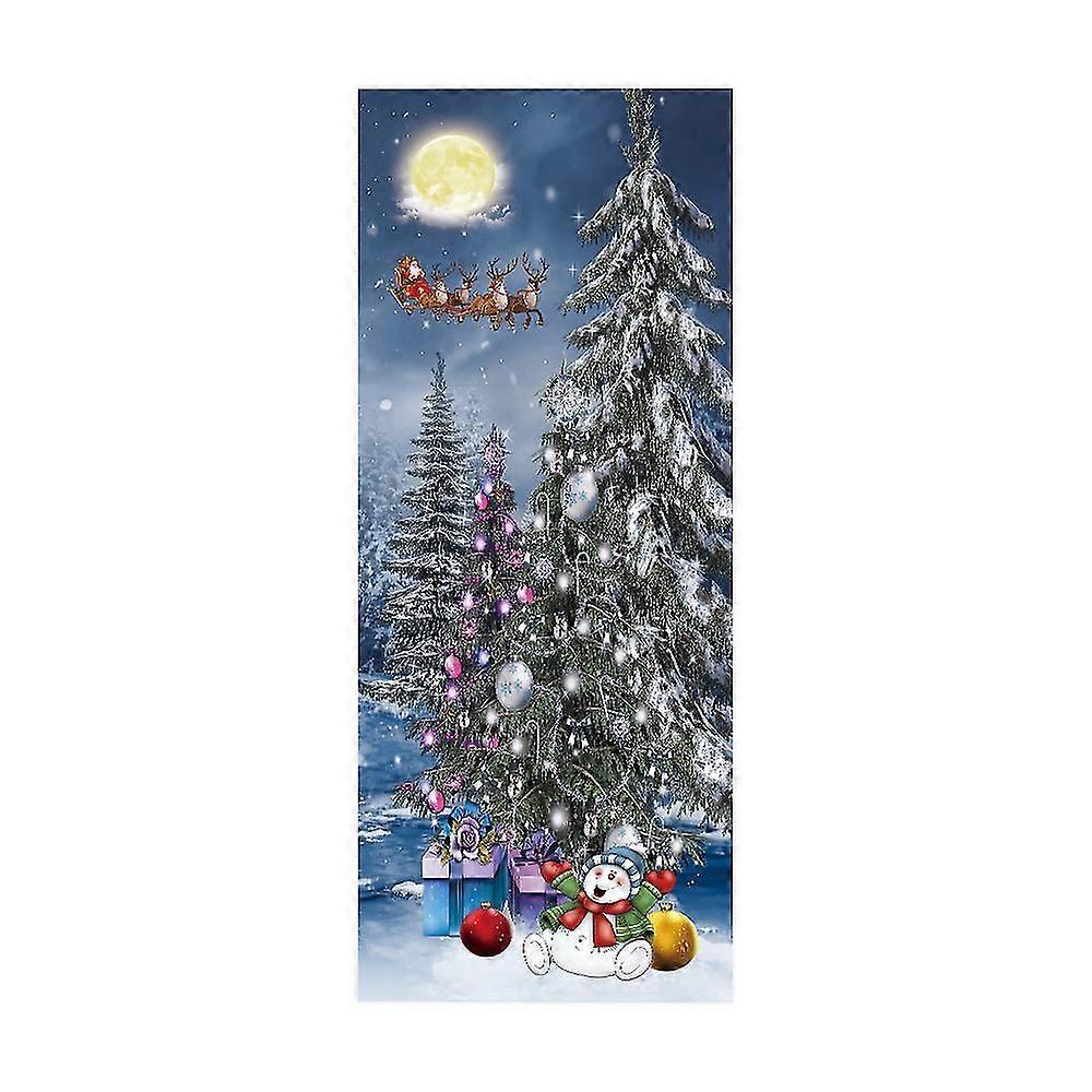 (F)Christmas door stickers Simulated Christmas tree stickers Festive party decoration wallpaper wal