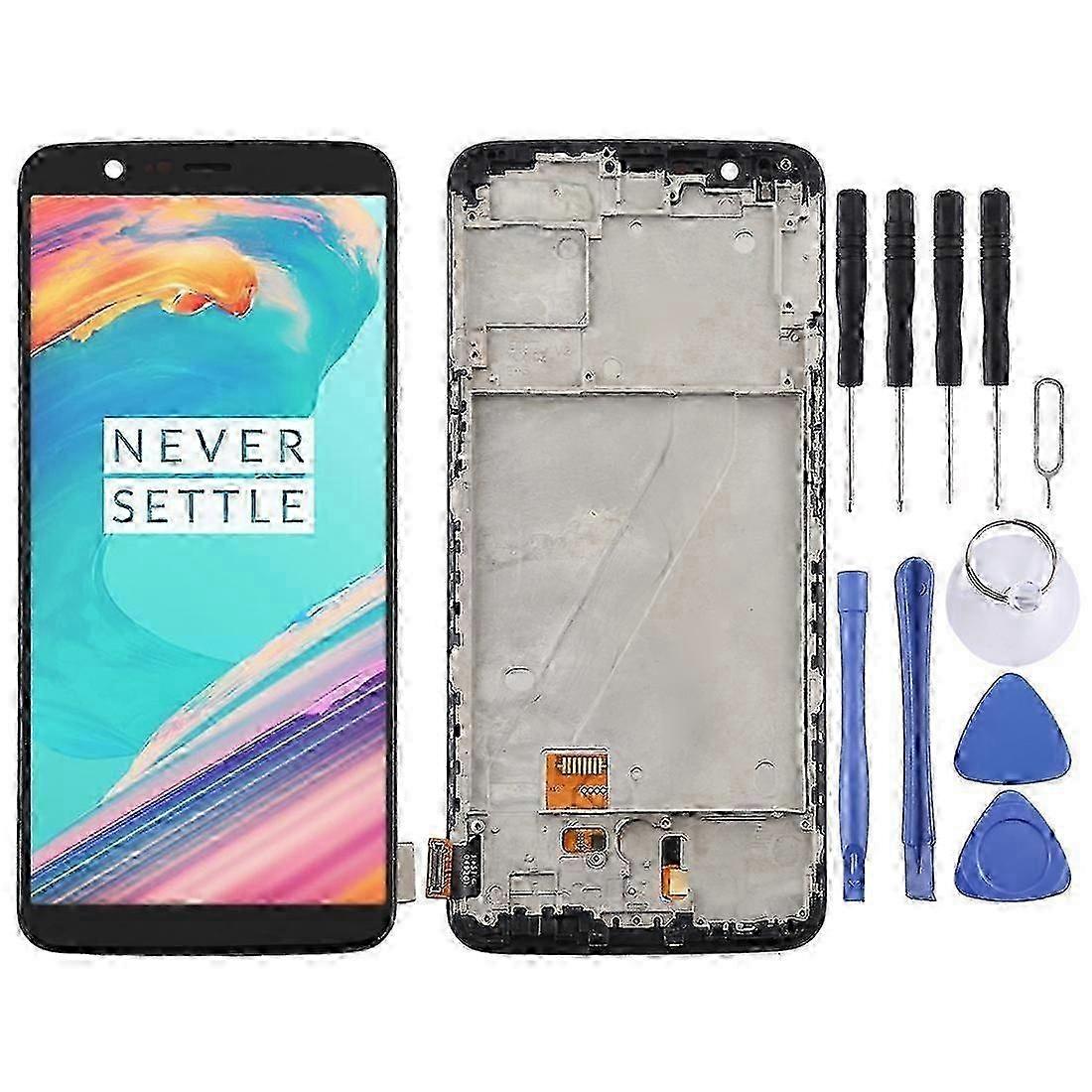 Für Oneplus 5t A5010 TFT Material LCD-Bildschirm und Digitizer Vollmontage mit Rahmen (schwarz)