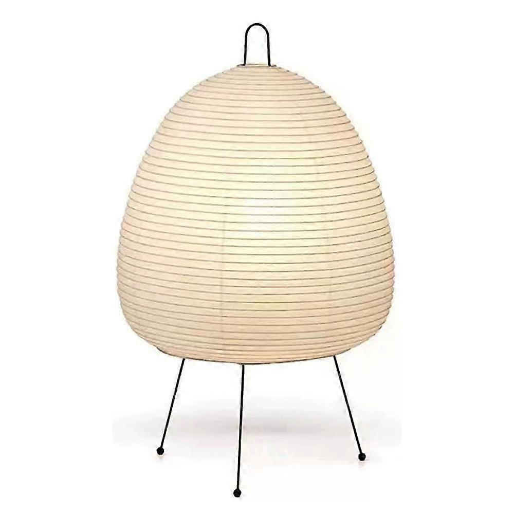 Paper Table Lamp Rustic Country Style 43cm 16.9In White Handmade Shade Tripod Iron Base E26 Socket Ambient Lighting