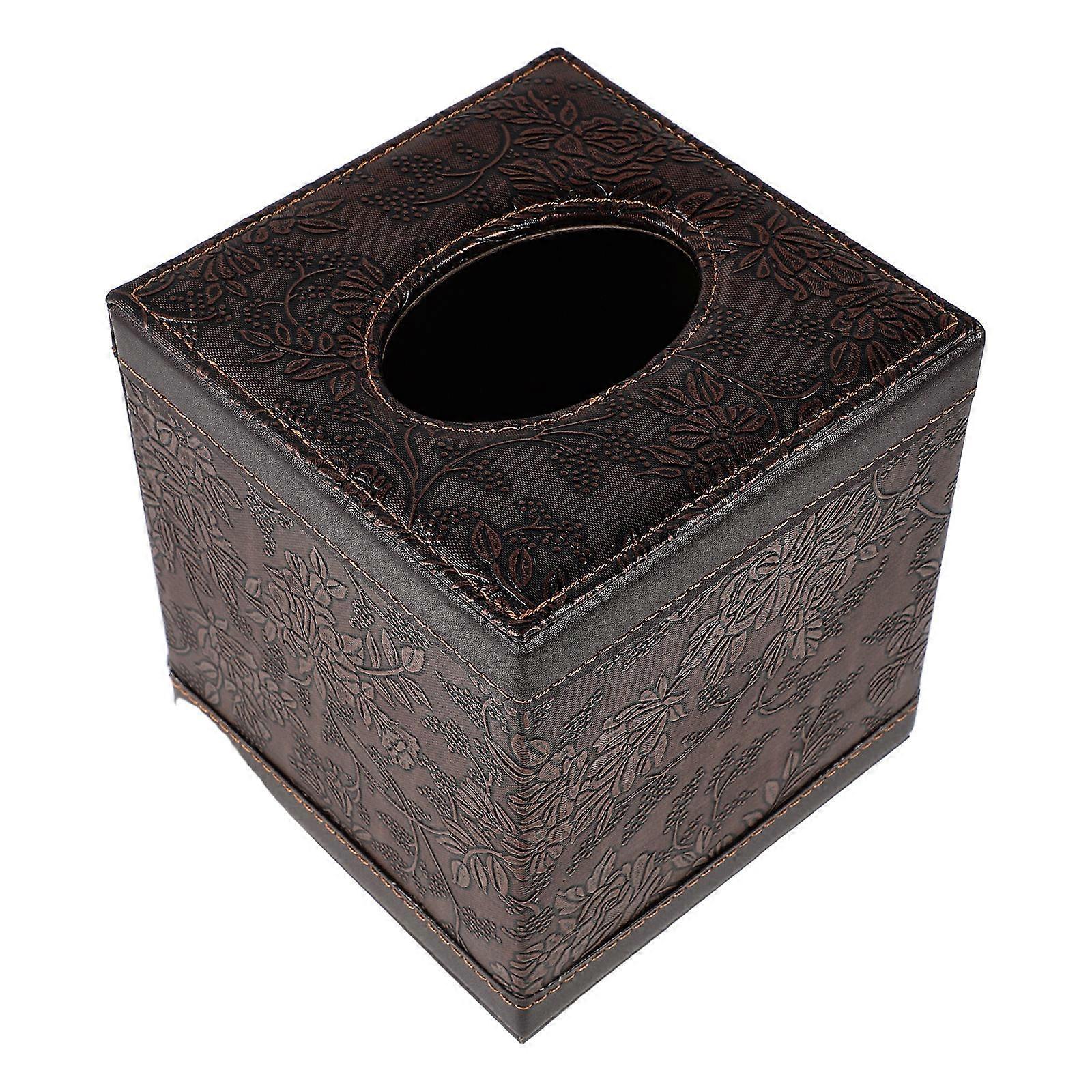 Brown Tissue Box Cover for Holding Tissue 2Pcs Elegant Holder