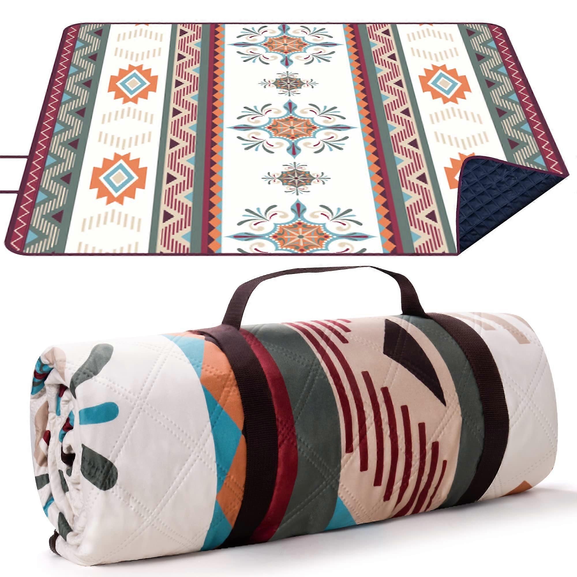 Waterproof Picnic Blanket 200x200 CM Beach Blanket Sandproof And Heatproof Carrying Handle Rectangular Seattle Green