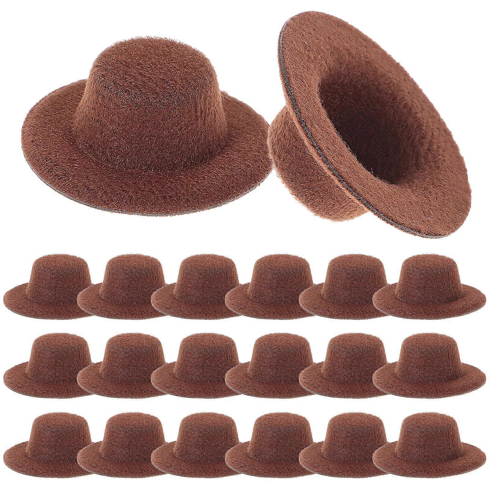 Tiny Jazz Hats For Crafts Brown 20Pcs Doll Decoration Ideal For Toy Play And DIY Activities For Kids