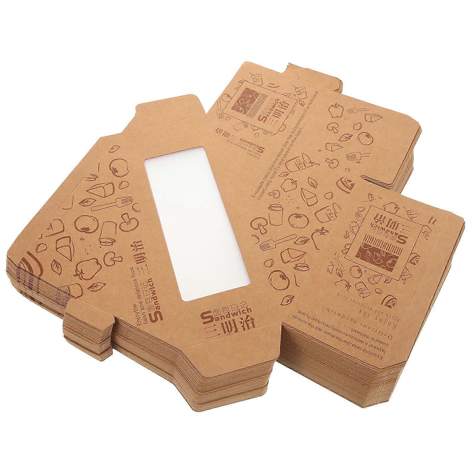 Window Dessert Box Packing Boxes Personal Users Square Design Brown 12.00X12.00X6.50CM 100Pcs
