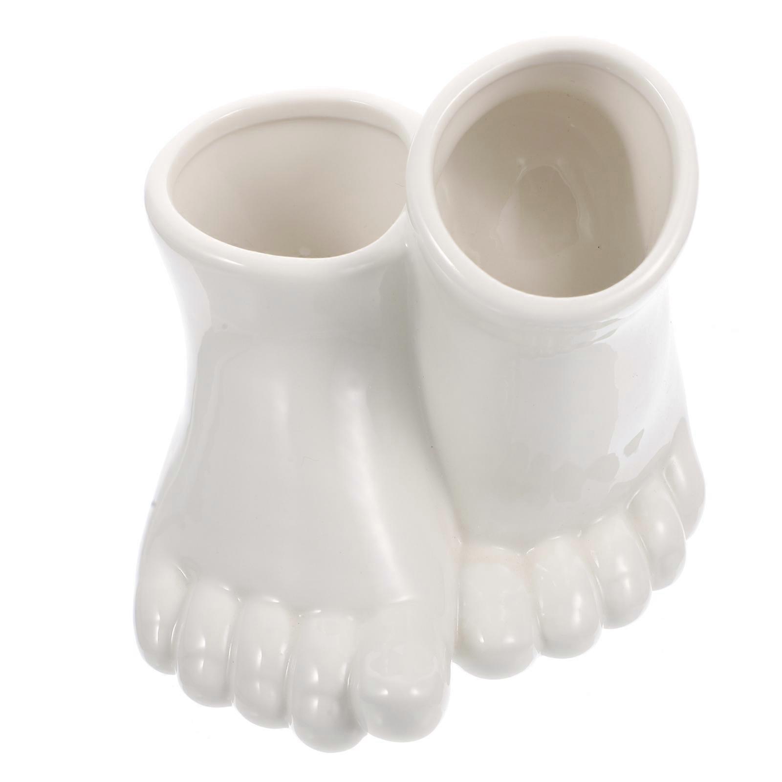 Decorative Ceramic Flower Pot Foot Shape Ideal For Windowsill And Desktop 2Pcs