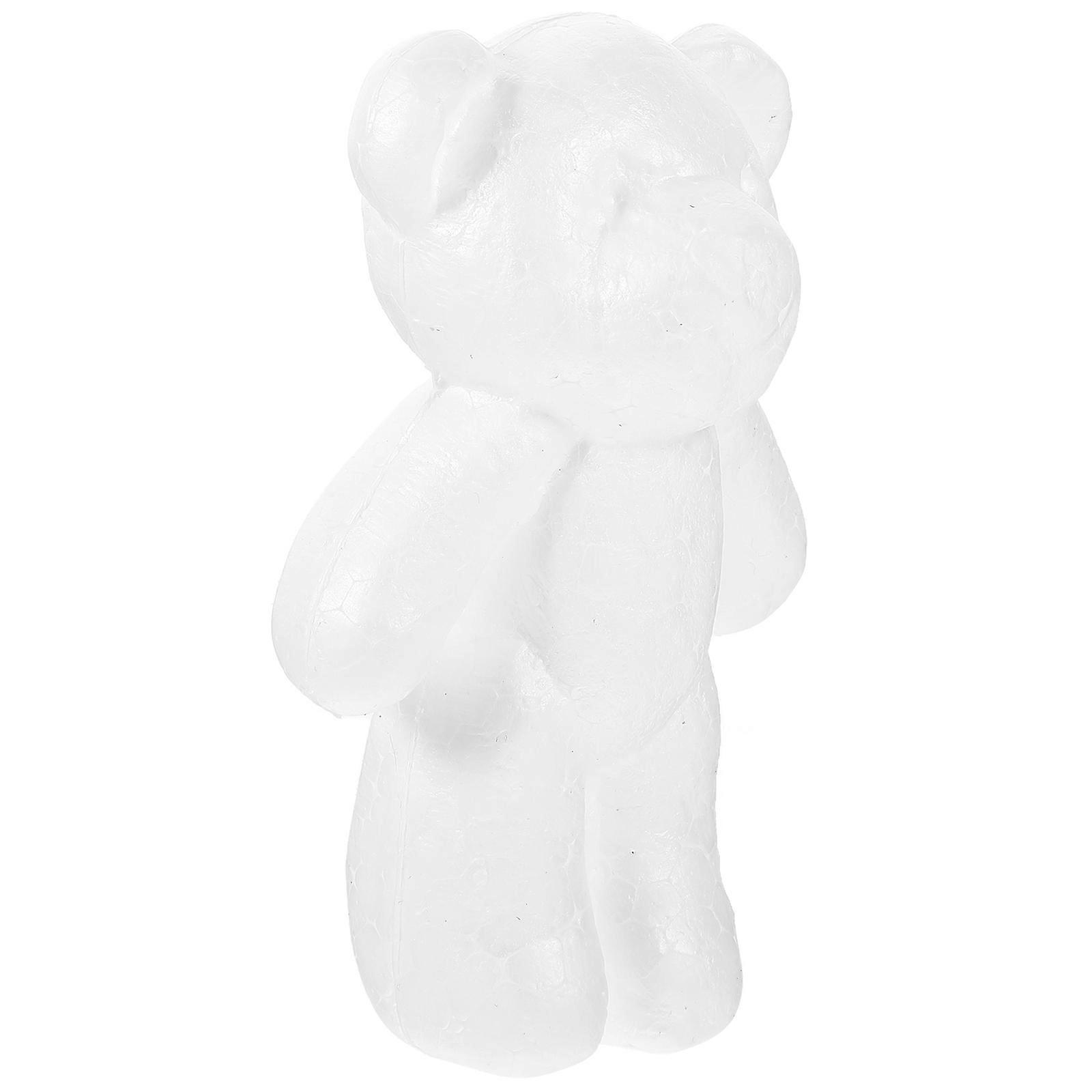 Bear Sculpture To Paint White Foams Bear Shape Model For DIY Enthusiasts 1Pack