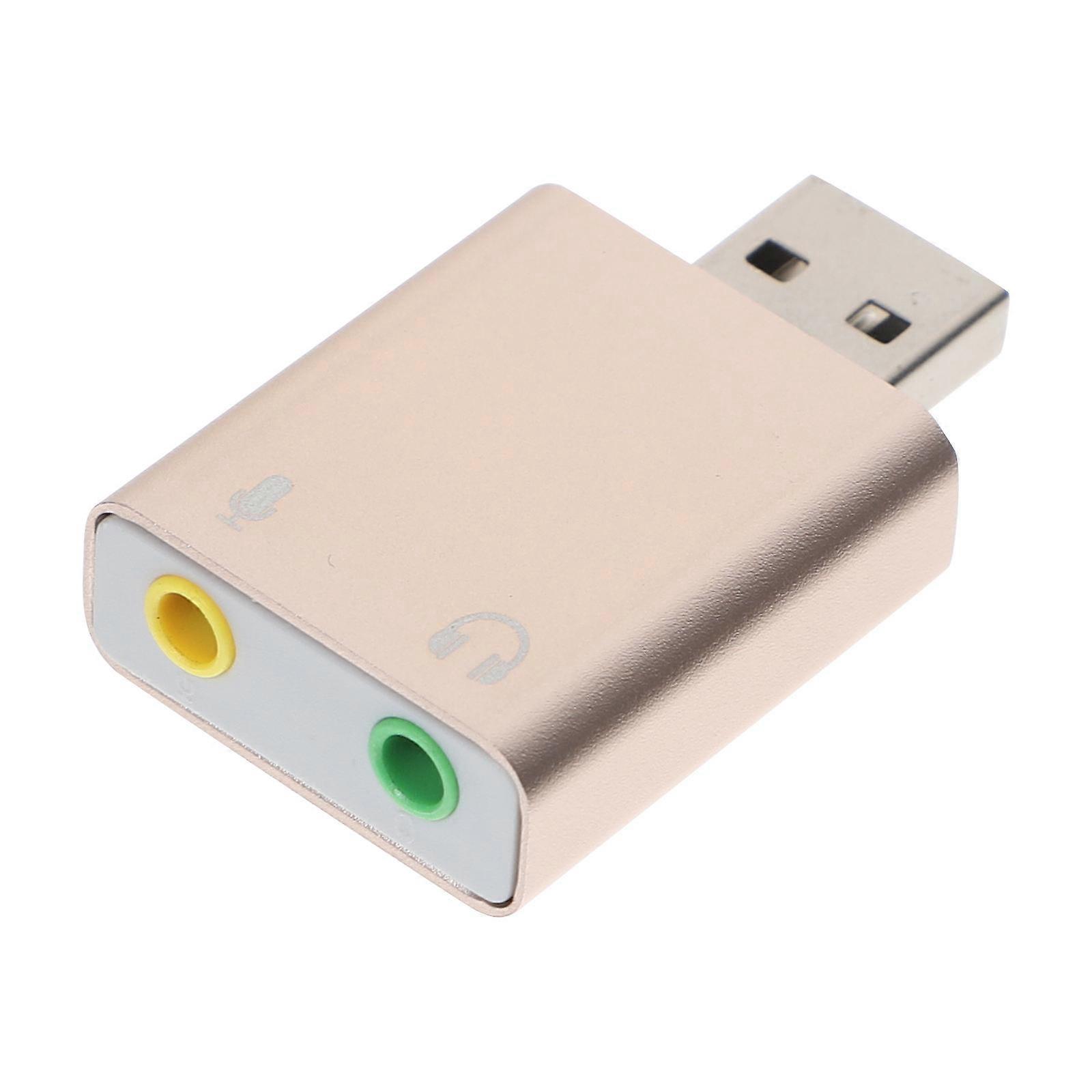 Usb Audio Interface Sound Card for Content Creators with Headset Microphone Jack in Durable Golden Design 1Set
