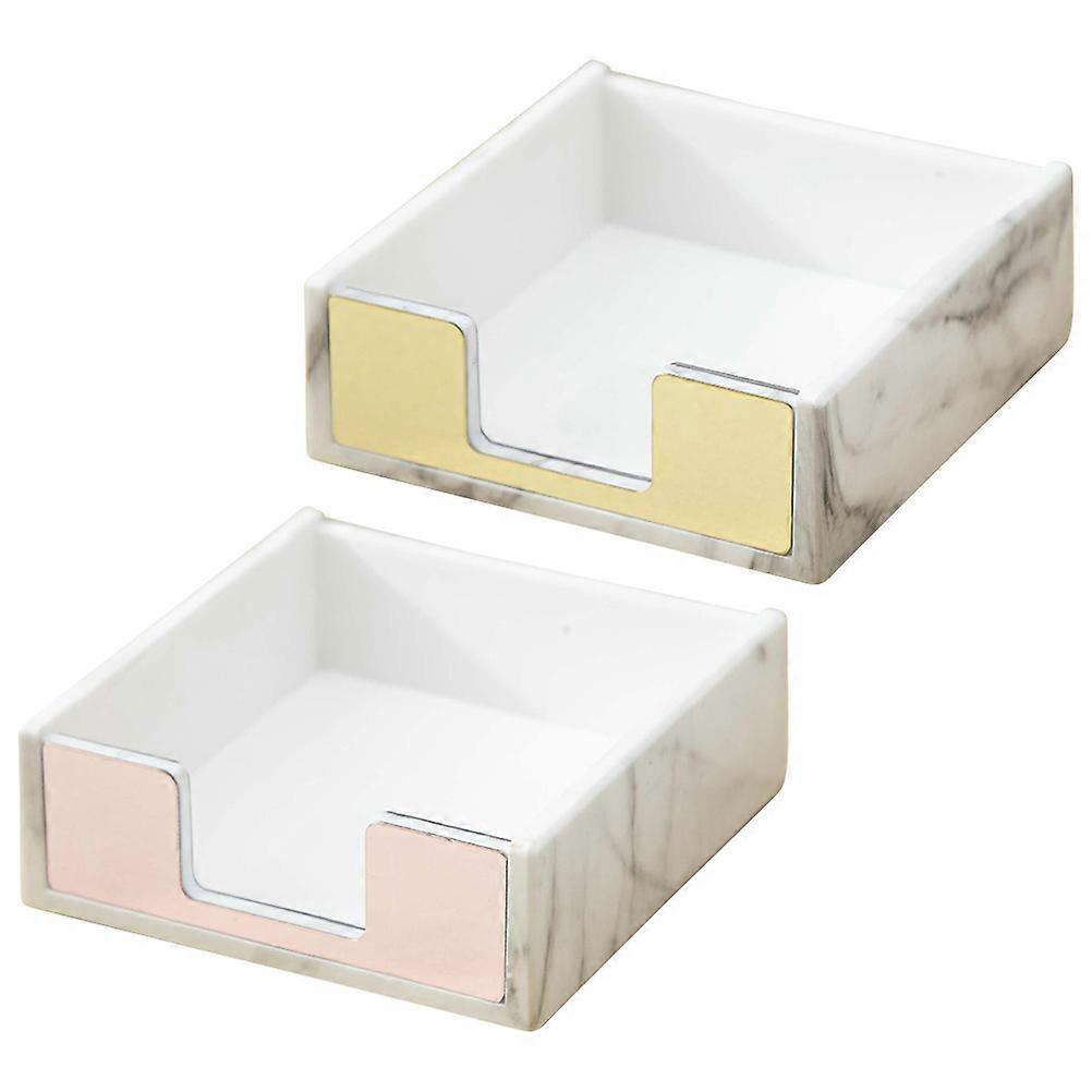 Stationery Storage Box Iron Organizer Memo Pad Organizer Rectangular Storing Memo Pads And Scissors Golden 10x9.5cm 2Pcs