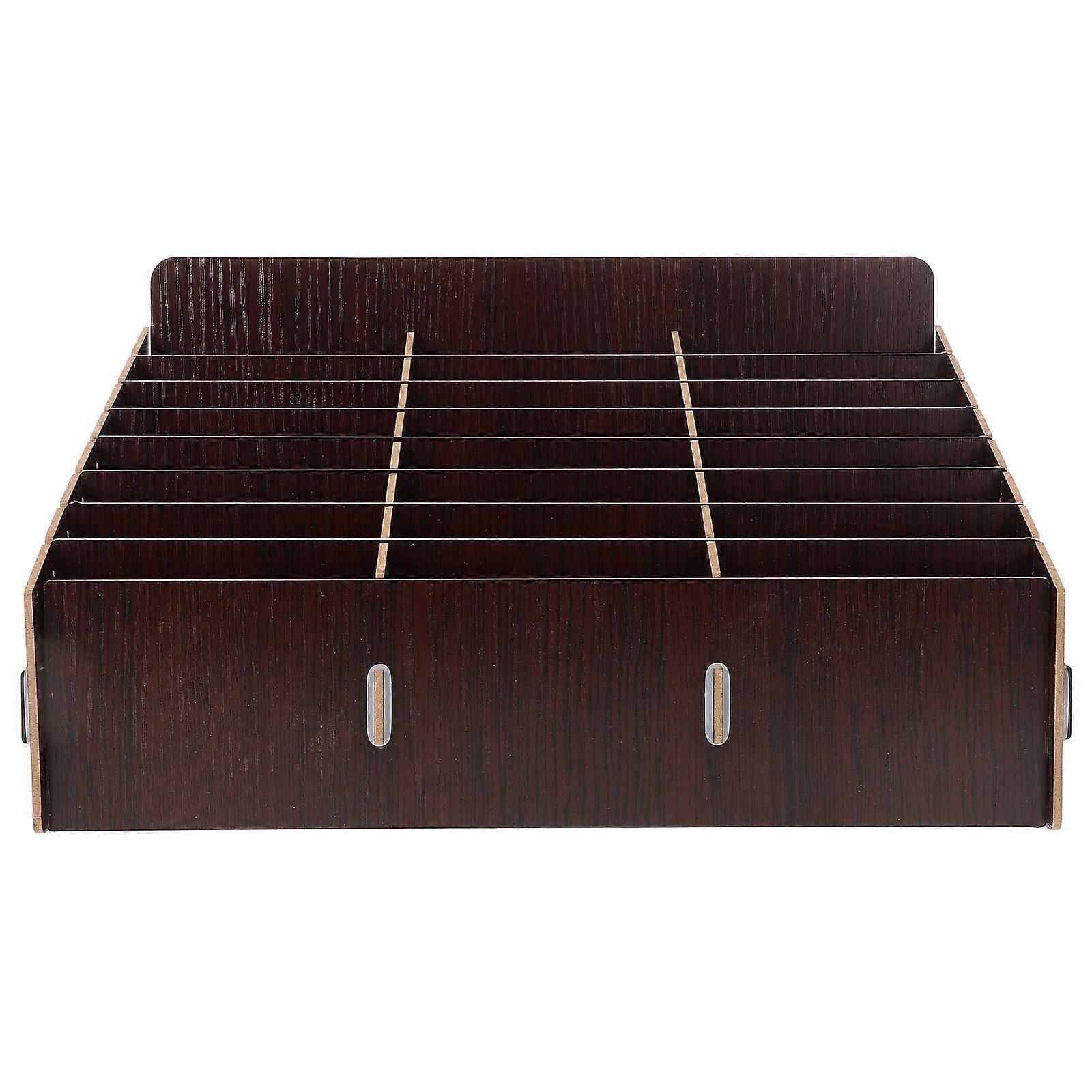 Mobile Phone Storage Case Rectangular Desktop Organizer Document Holder for Men and Women in Dark Brown 1Pack