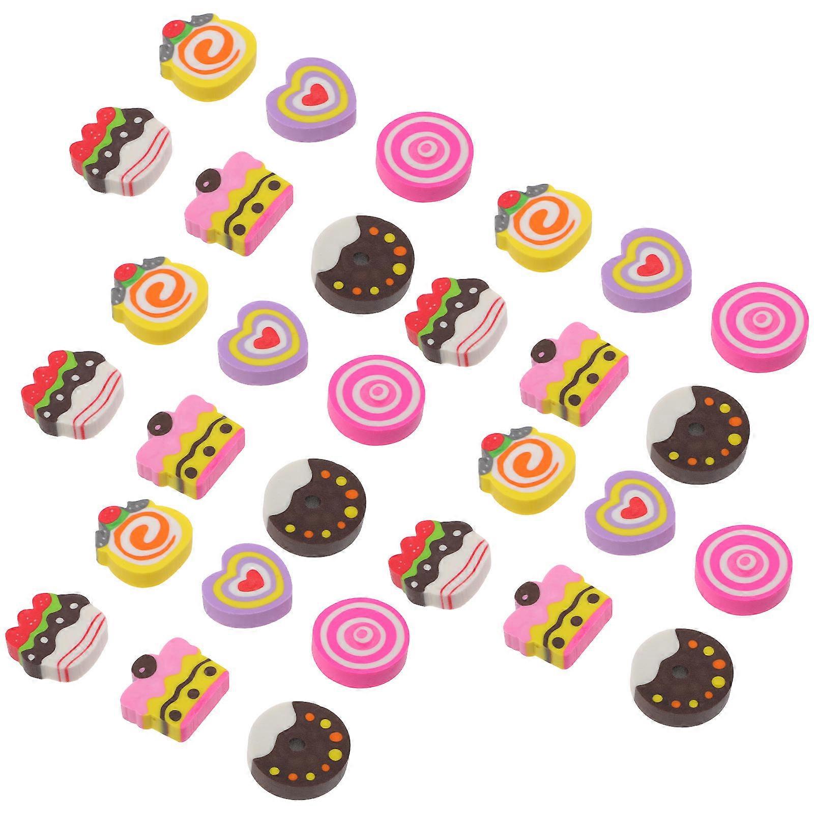 Pencil Eraser Decorative Cake Eraser for School Use 30Pcs Set