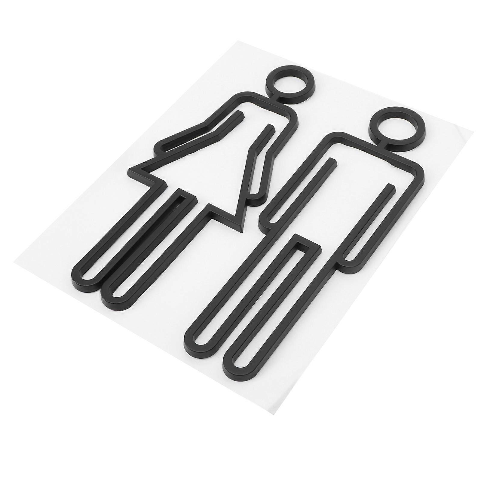 Lavatory Sign 3Pairs for Toilet Identification Use Black ABS Restroom Plates