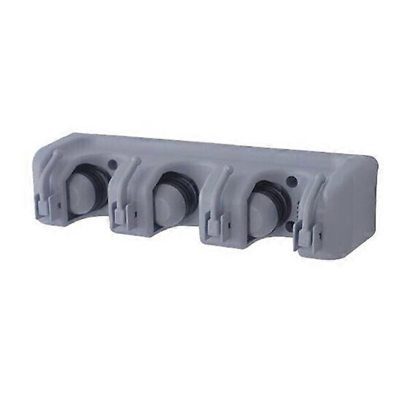 Bathroom Mop Hanger Multifunction Mop Holder 3 Position 4 Hooks Grey