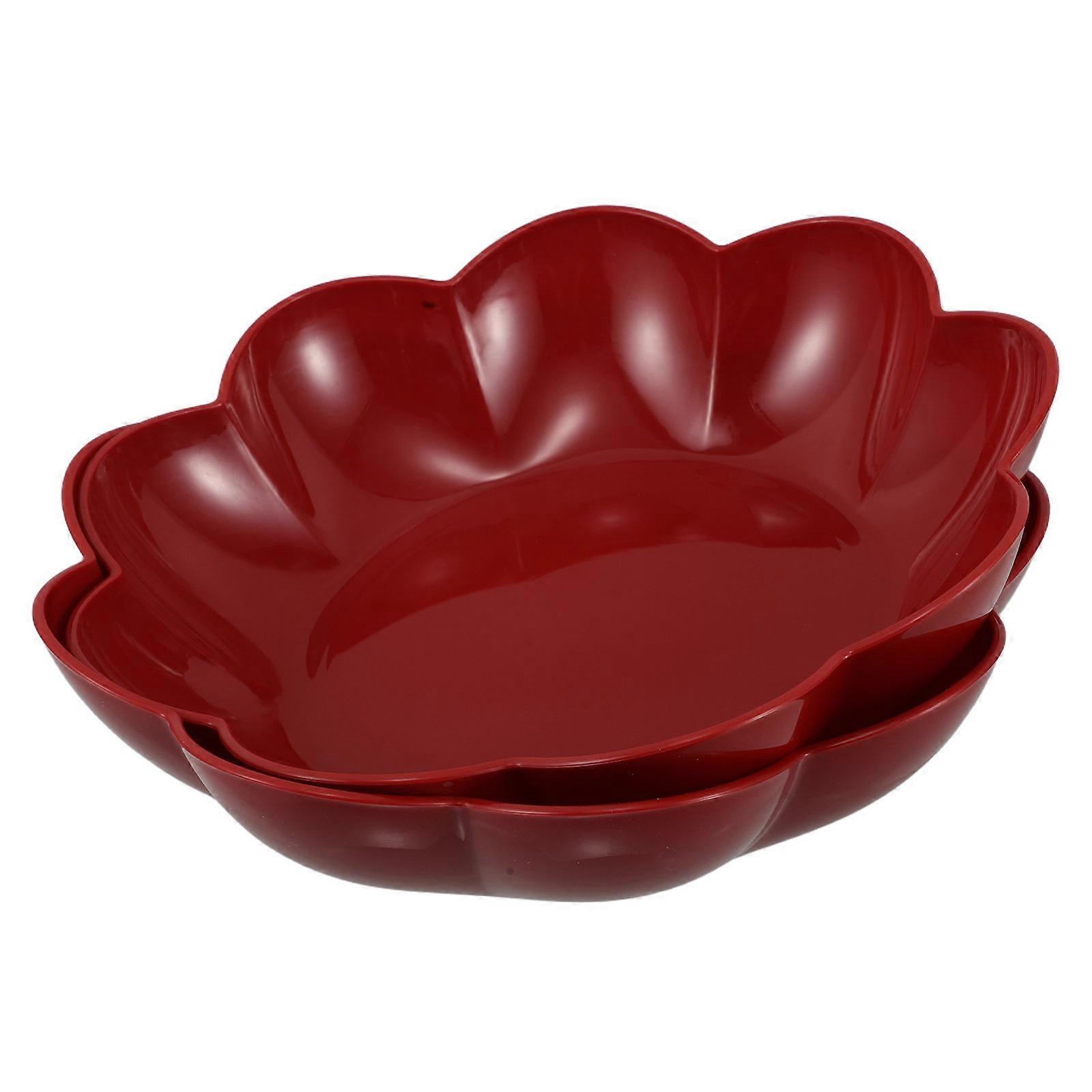Red Serving Tray Round Platter for Desserts 8Pcs Home Use