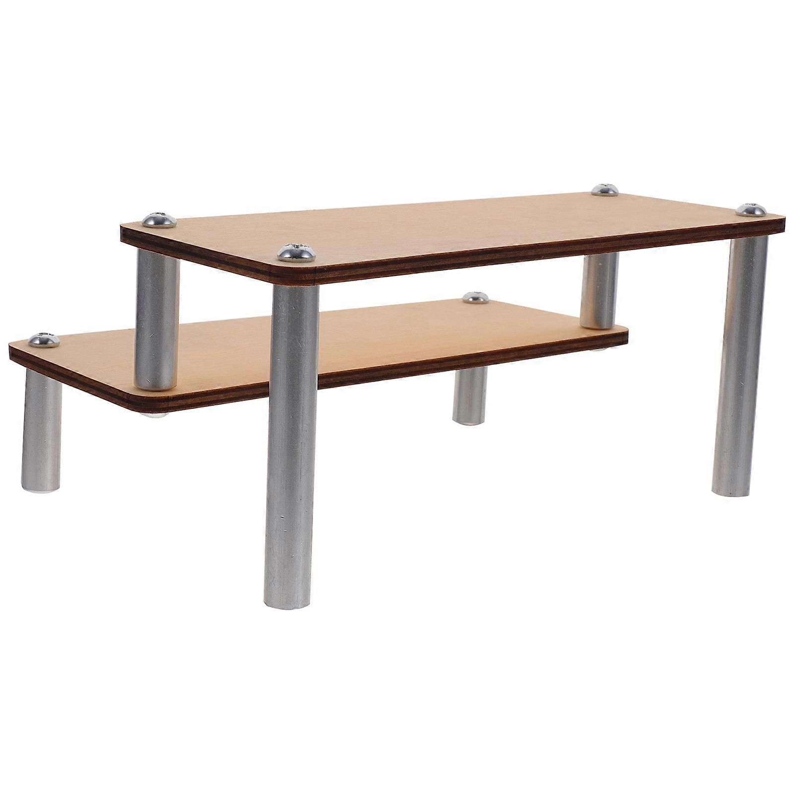 Wooden Organizer Display Riser for Toys Retail Display Multi-tier Step Design Khaki 20X14.7X9CM 1Pcs
