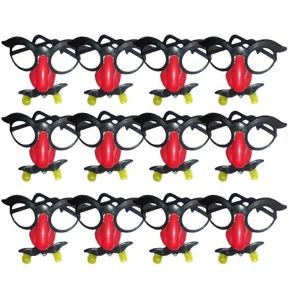 12Pcs Funny Nose Glasses Party Props Whistle Round Frame Costume Accessory for Children and Adults Multi Color Plastic