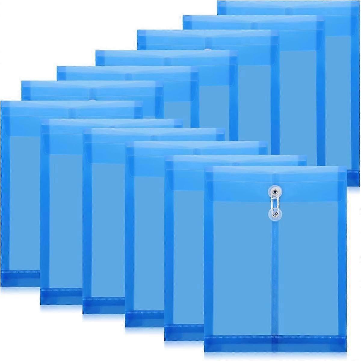 12PCS Plastic File Folders for Documents,A4 Plastic Envelopes Folders with Snap Closure and String