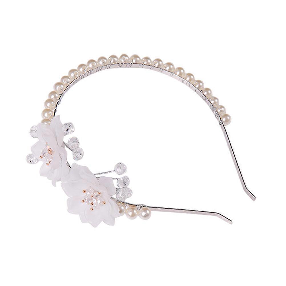 Bride Headband Pearl Headband Decorative Flower 3Pcs Set