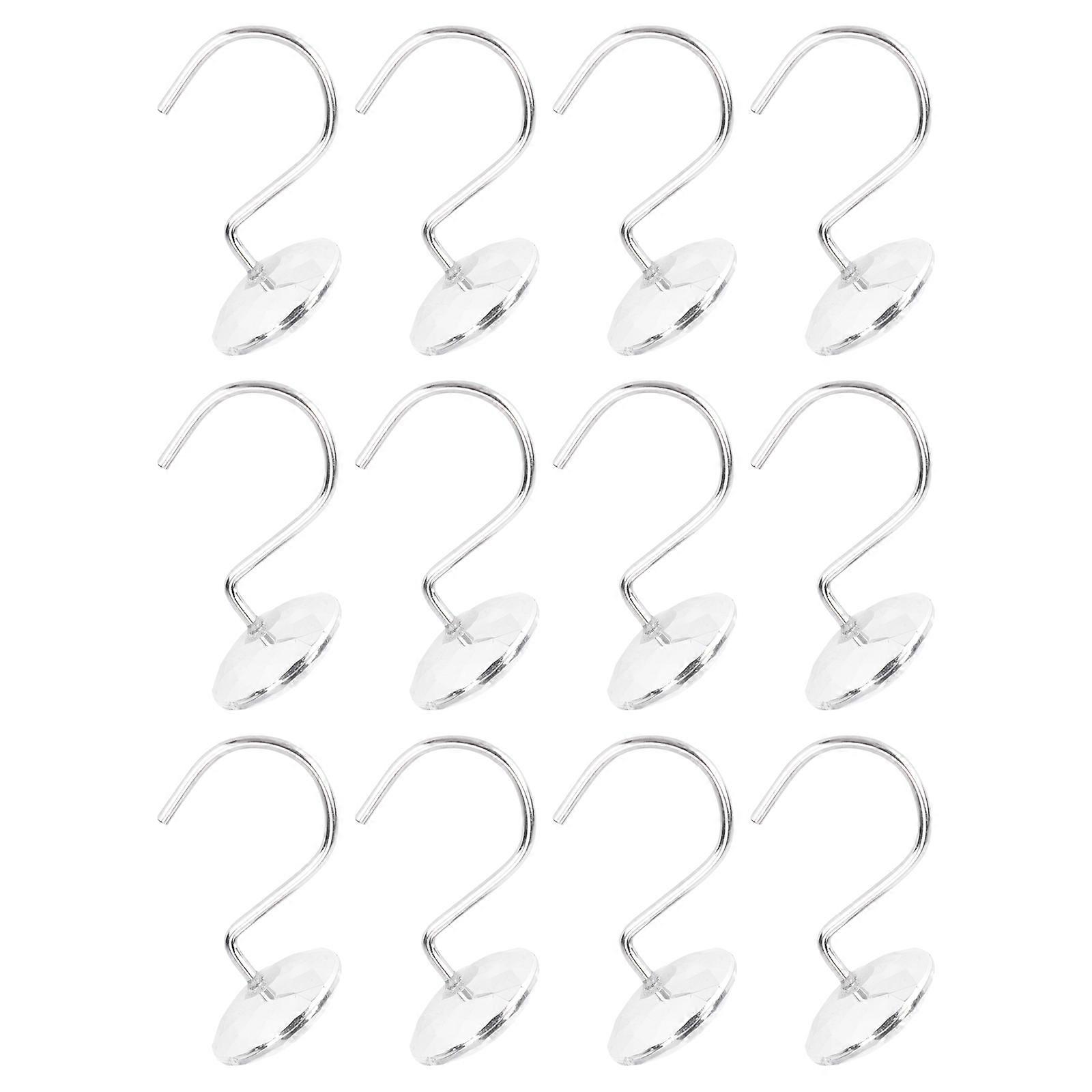 Silver Acrylic Curtain Hooks for Shower Use 36Pcs Pack