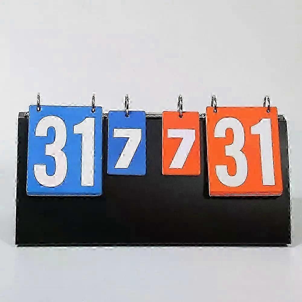 Manual Basketball Scoreboard 4-Digit Tabletop Counter Score Flipper Score Keeper Triangular Base Table Tennis Flip Cards
