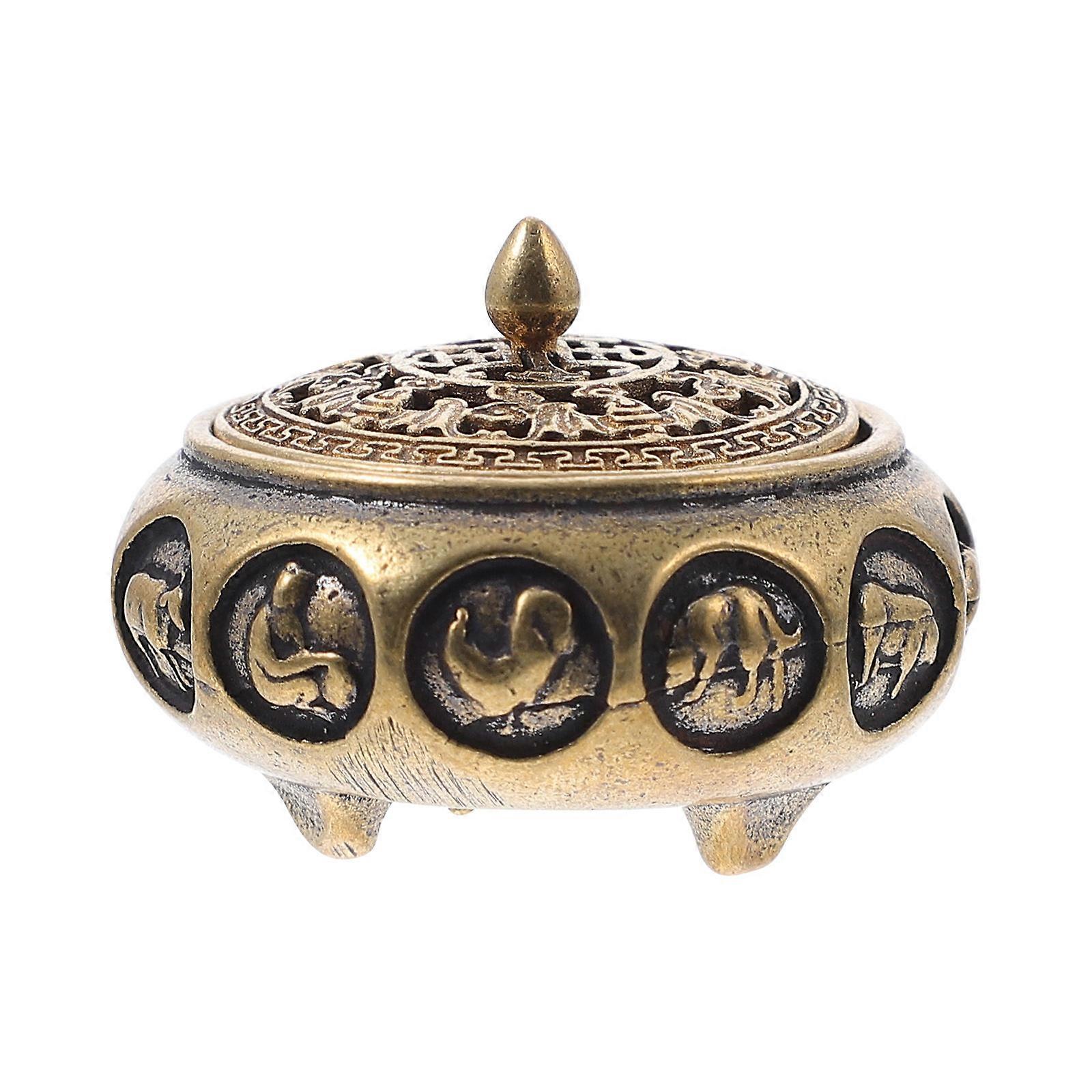 Golden Aromatherapy Furnace for Relaxation with 6Pcs Zodiac Statues